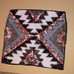 English Rose Sequin Mini Skirt - Black, Pink, Gray